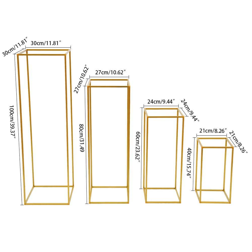 YIYIBYUS Indoor/Outdoor Gold Metal Column Stand Plant Flower Display Stand Different Sizes (Set of 4) OT-ZJGJ-3721-1