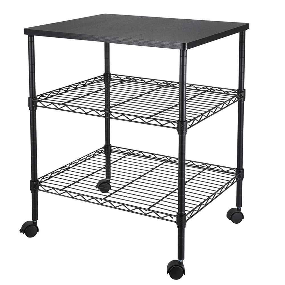 Karl home Modern Iron Multi-Functional 4-Wheeled Storage Cart in Black 302589548677