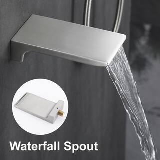 UKISHIRO 1-Spray Patterns with 2.5 GPM 12 in. Wall Mounted Dual Shower Heads in Brushed Nickel SMD0KN211020020