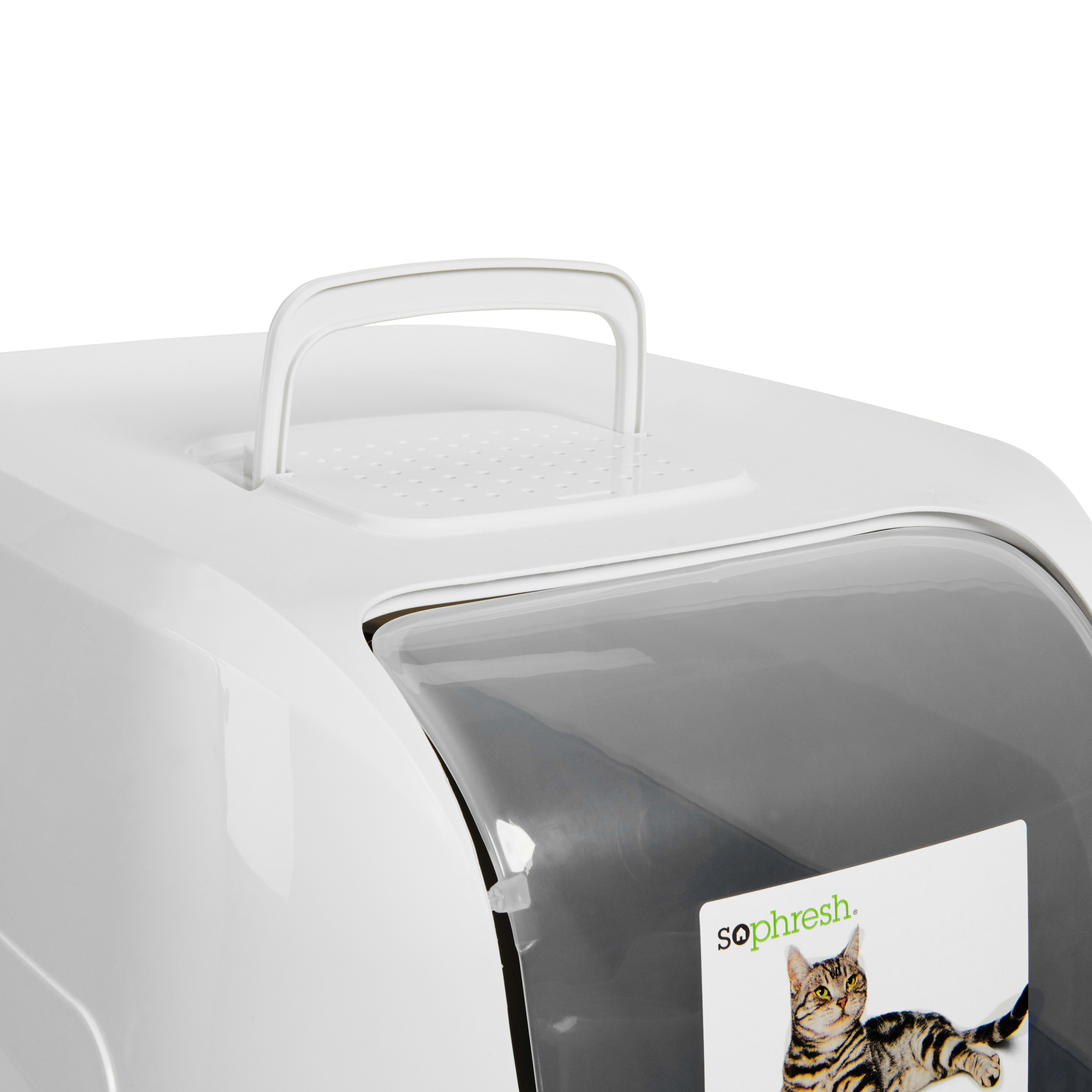 So Phresh Grey Jumbo Enclosed Cat Litter Box， 23