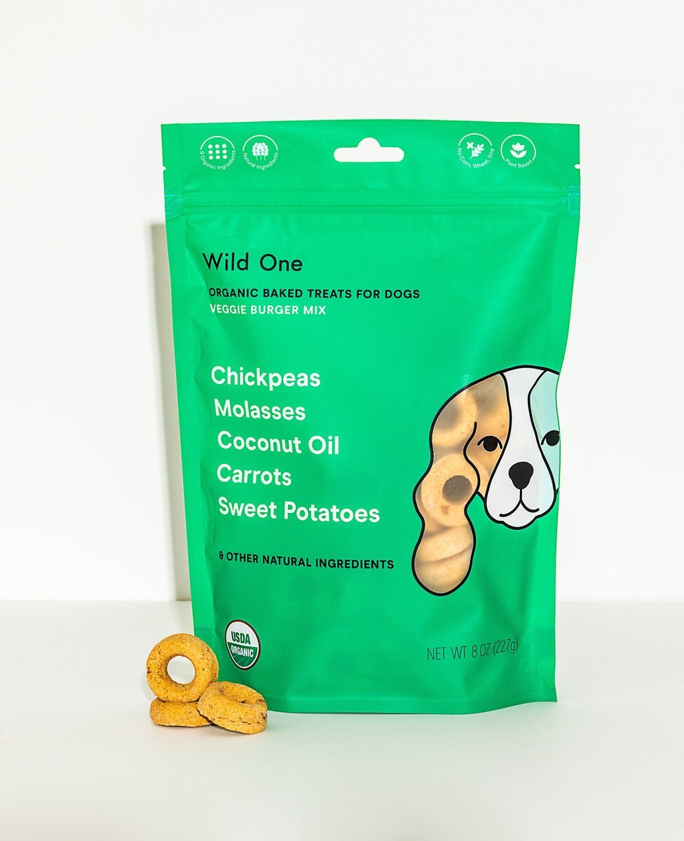 Wild One Organic Veggie Burger Baked Dog Treats， 8-oz bag