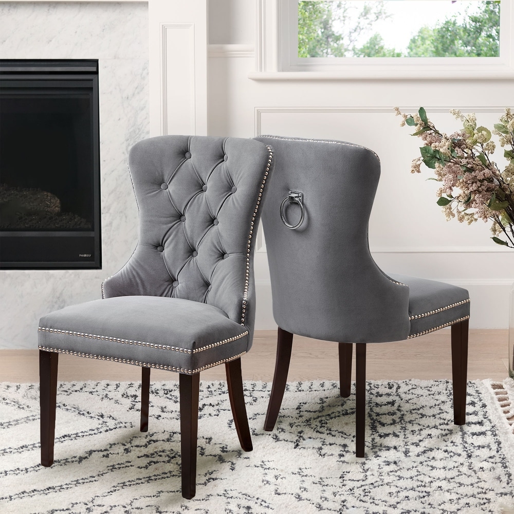 Abbyson Versailles Grey Tufted Dining Chair