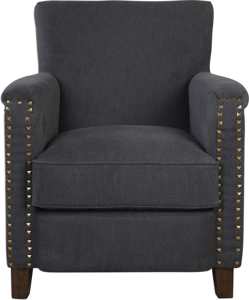 Finchly Deep Gray Armchair   Transitional   Armchairs And Accent Chairs   by HedgeApple  Houzz