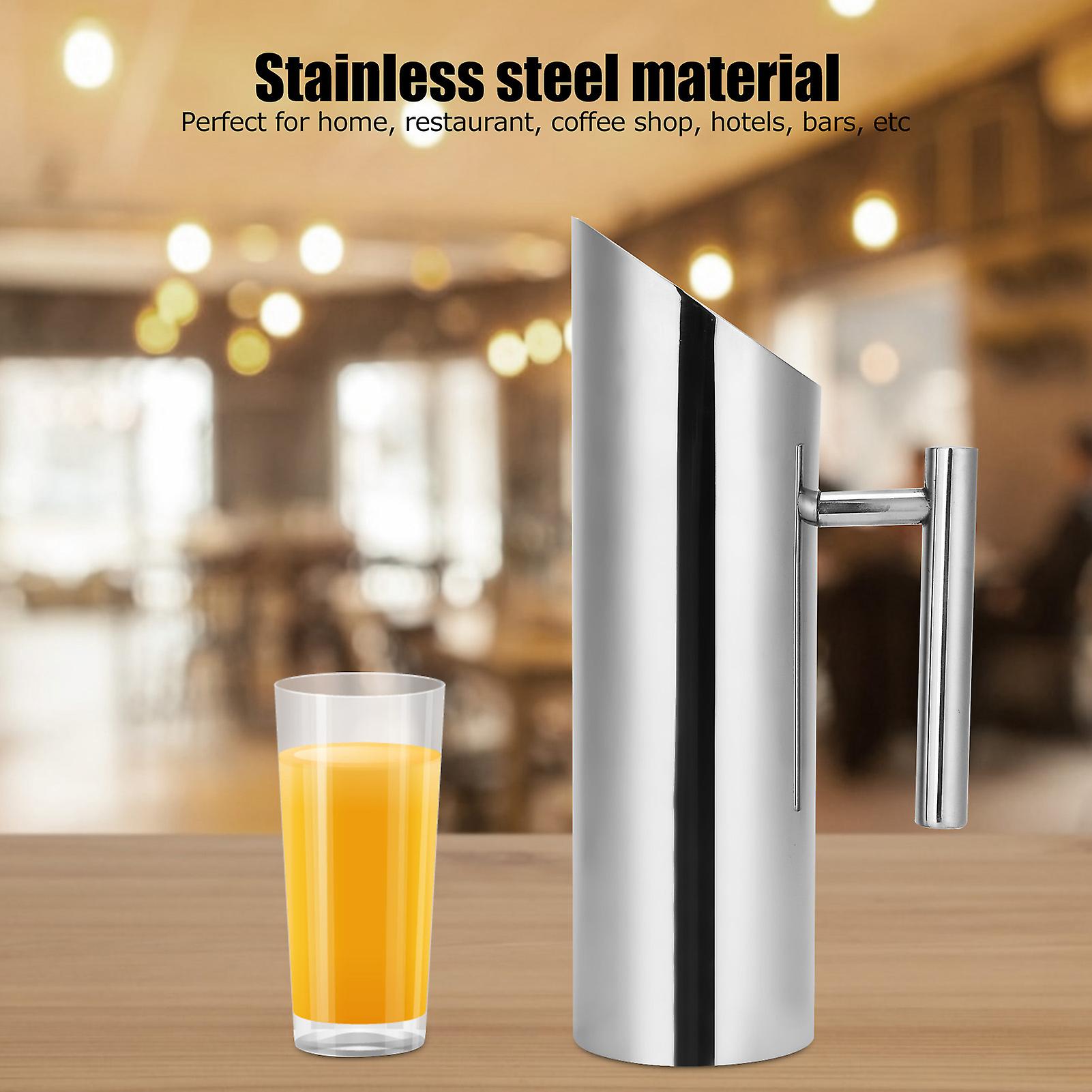 Stainless Steel Water Pitcher， Water Jug Cold Drinking Water Pouch Pitcher Water Kettle Teapot Coffee Juice Pot Drinkware For Home Bar Restaurant[1.5l