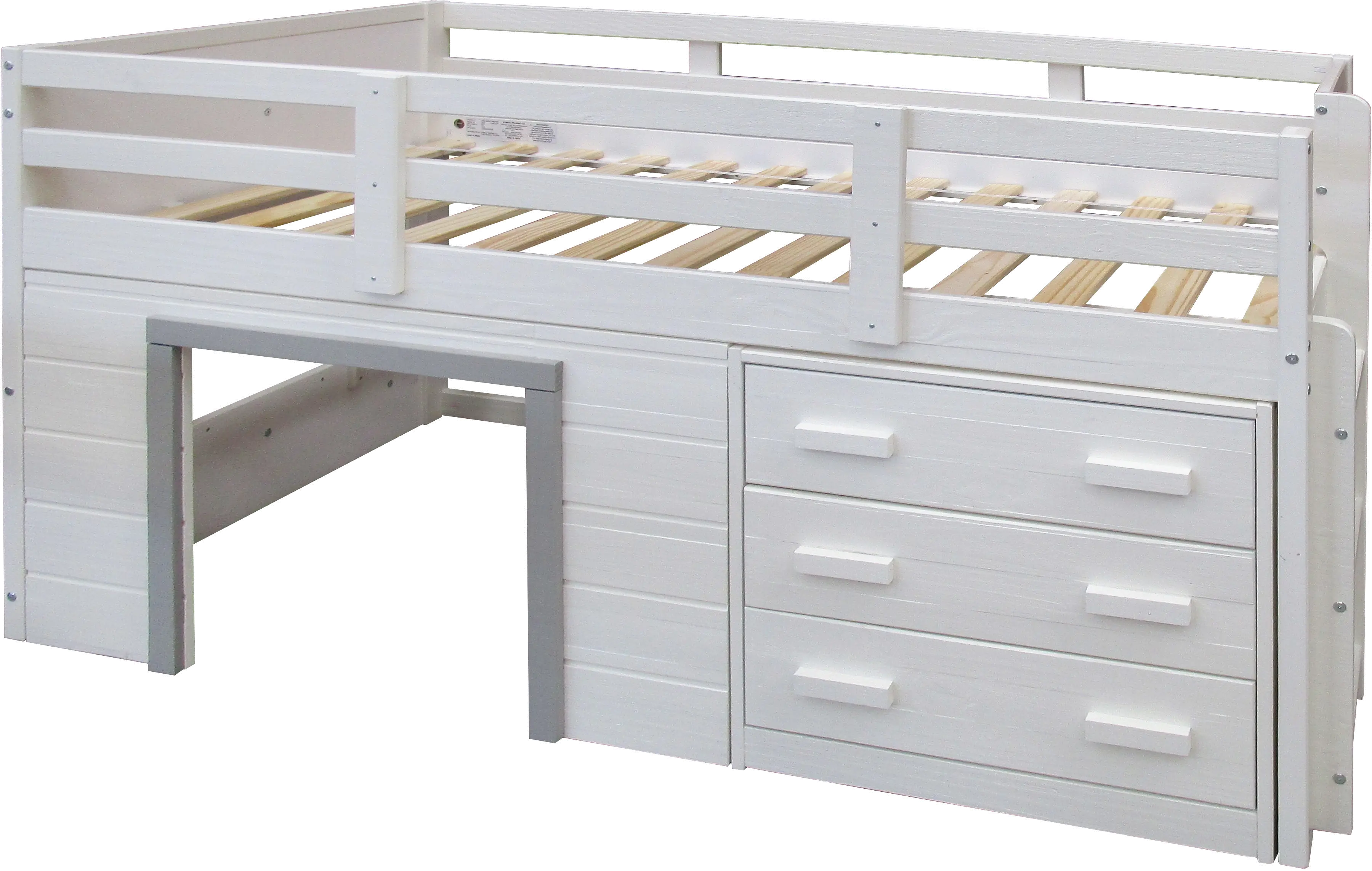 Sweet Dreams White and Gray Twin Low Loft Bed