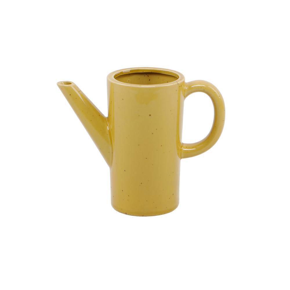 Flora Bunda 8.75 in. Ceramic Watering Can Speckle Mustard CTC1783E-SPMST