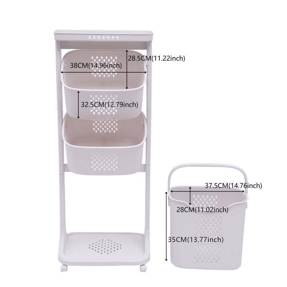 YIYIBYUS 3-Layer Moveable Laundry Basket Bathroom Multi-layer Clothes Storage Basket with Wheels HG-MLCR-5837