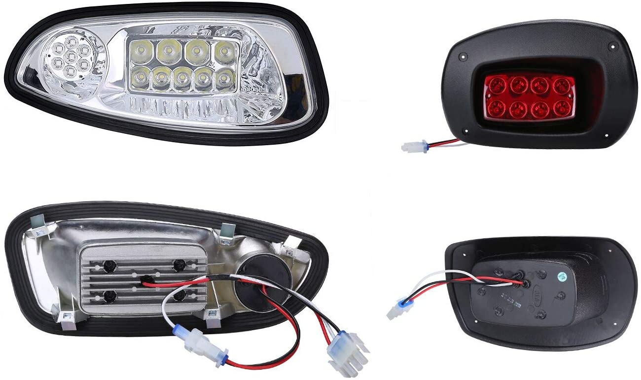 10L0L Golf Cart Deluxe LED Headlights and Tail Light Kits for EZGO RXV 2008-2015 with Lights Harness， 12 Volts