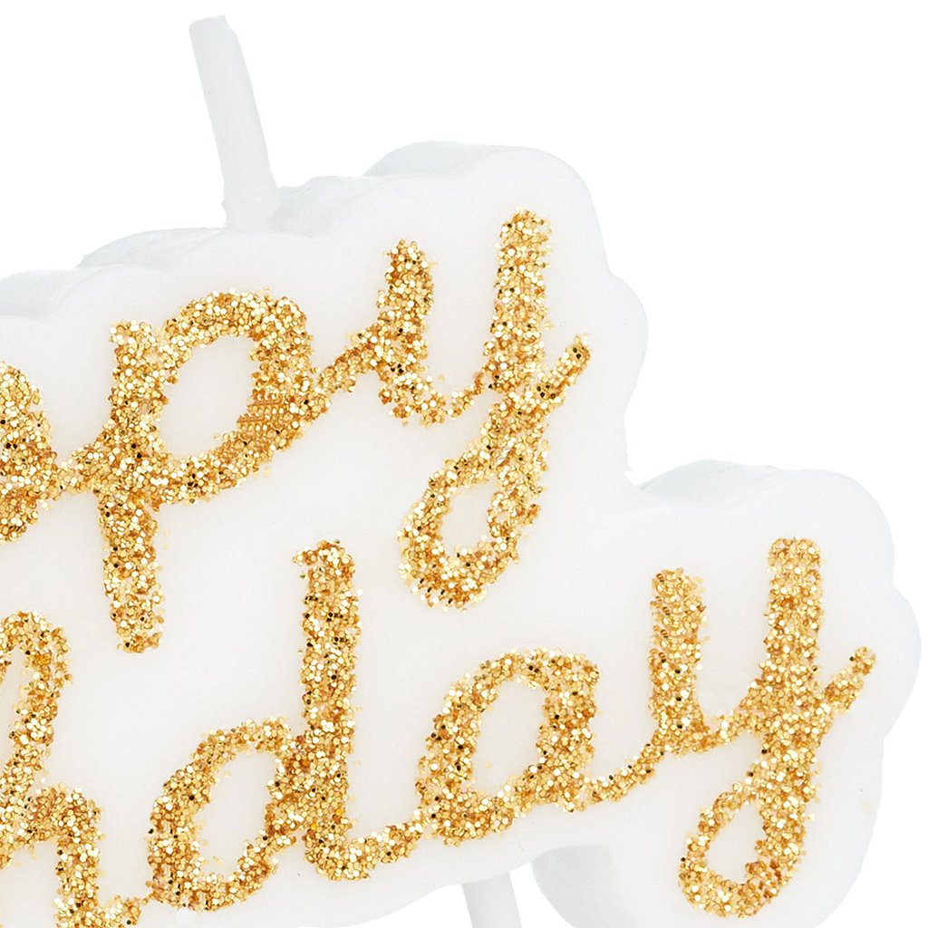 Hallmark  Gold Script Happy Birthday Candle