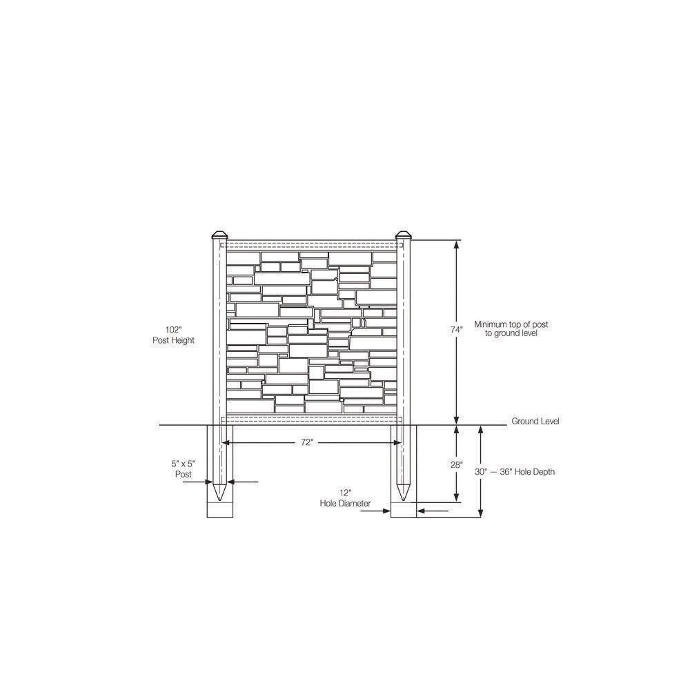 SimTek EcoStone 6 ft. H x 6 ft. W Gray Composite Fence Panel FP72X72GRY