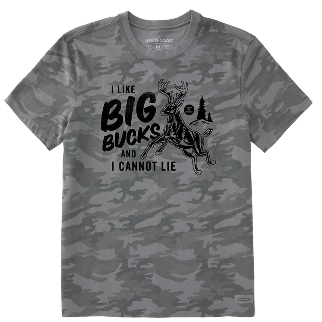 Life Is Good  Men's I like Big Bucks Allover Printed Crusher Tee