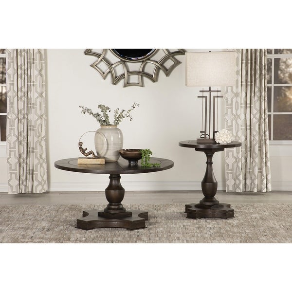 Coaster Furniture Morello Coffee Round End Table with Pedestal Base