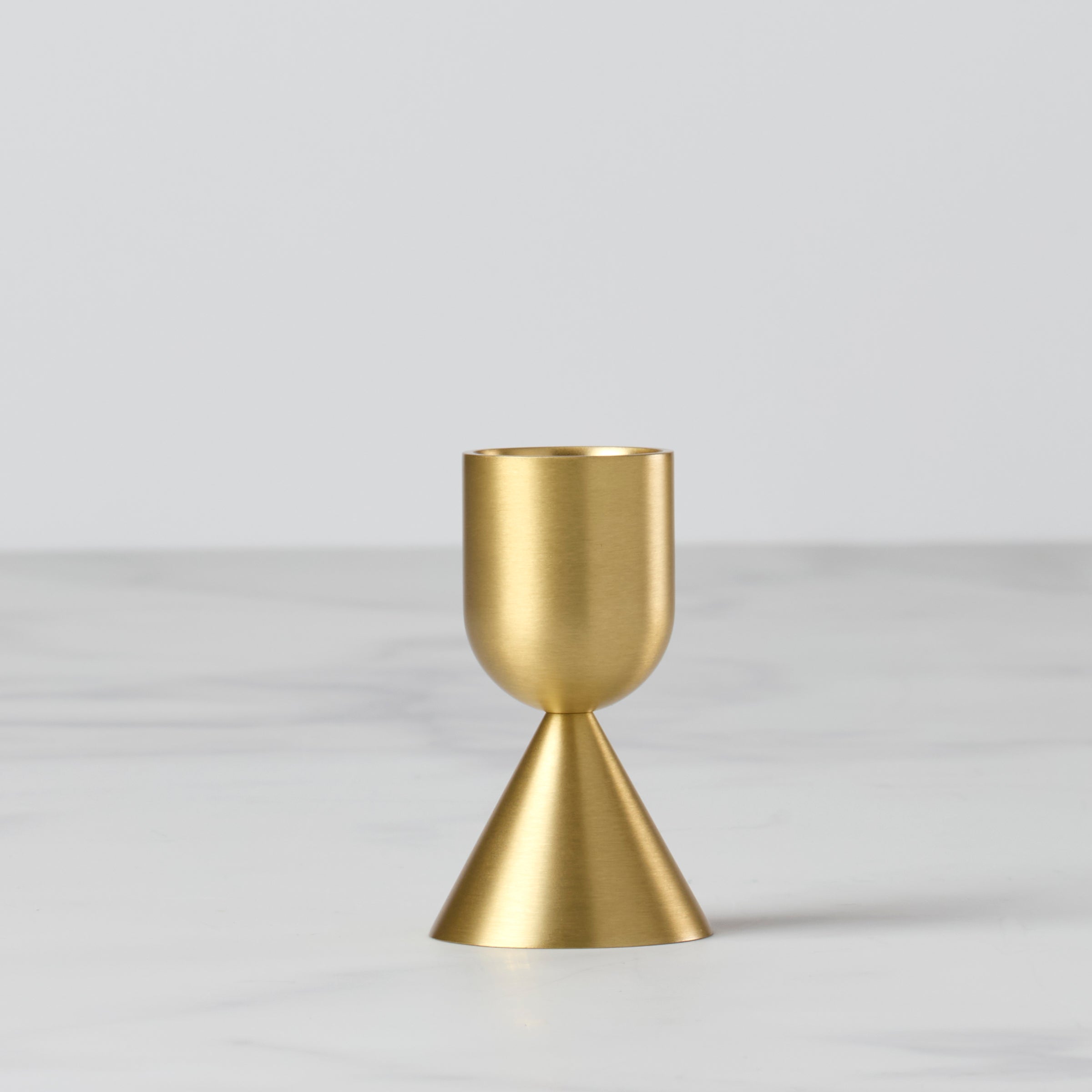 Light Gold Short Taper Candle Holder