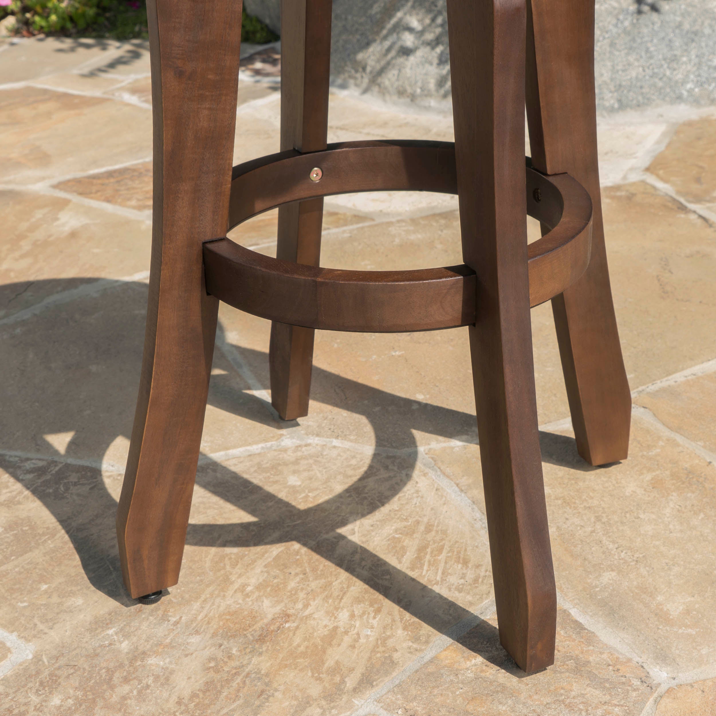 Pierre Outdoor 5 Piece Dark Brown Finished Acacia Wood Bar Set