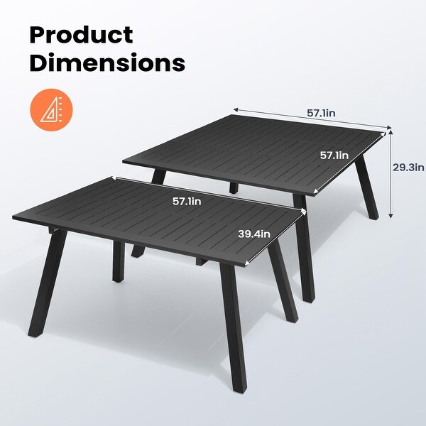 Pellebant Expandable Outdoor Patio Aluminum Dining Table