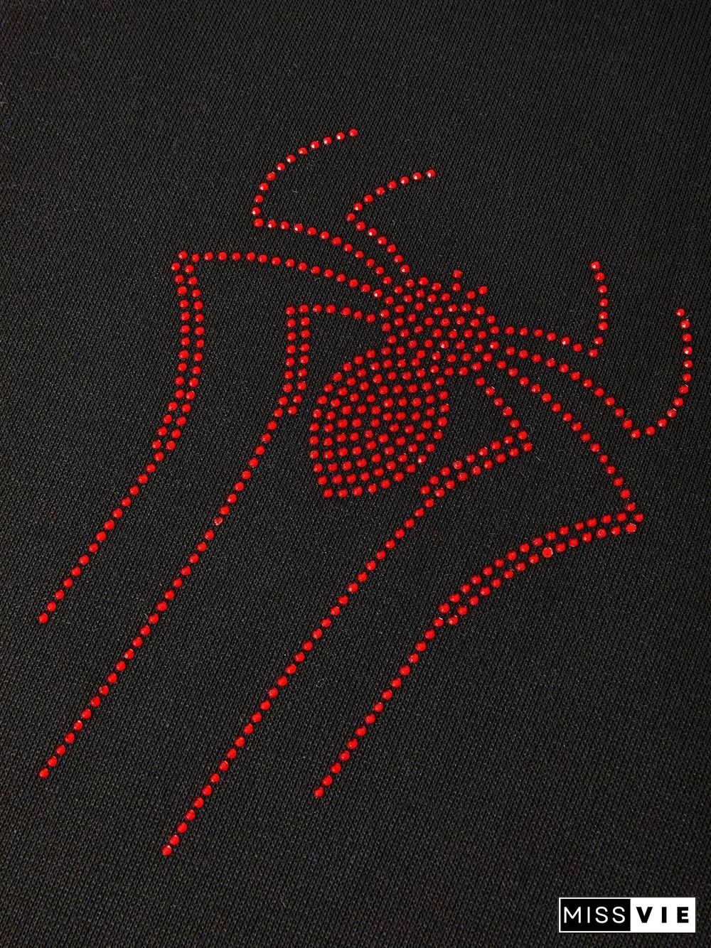 Rhinestone Spider Zip Up Hoodie