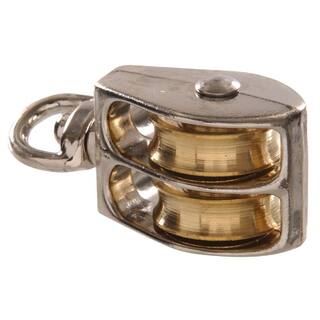 Hardware Essentials Solid Brass Double Sheave Swivel Pulley (34) 321598.0