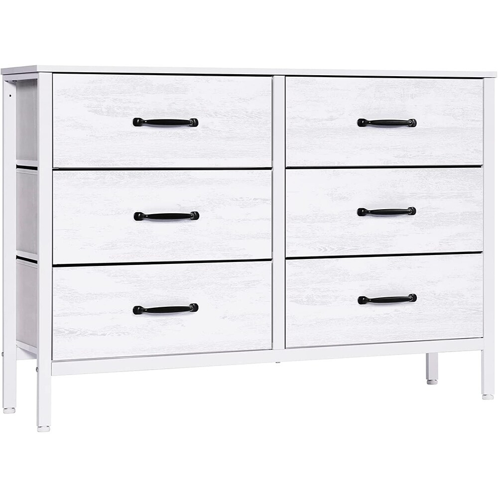 White Dresser with 6 Drawers  Wide Dresser for Bedroom and 50\