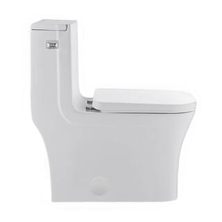 Swiss Madison Concorde 1-Piece 1.28 GPF Left Side Single Flush Handle Square Toilet in White with Seat Included SM-1T107