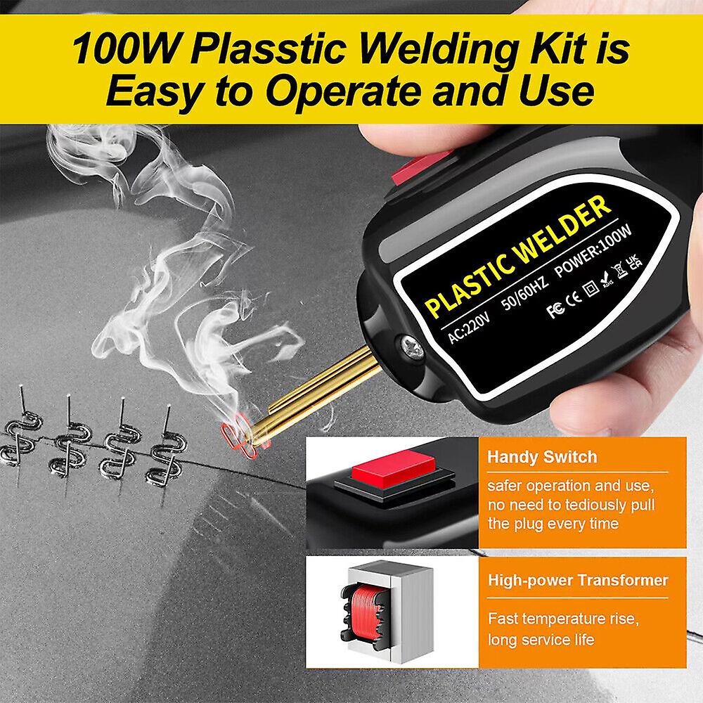 Hot Staple Gun Plastic Repair Kit Car Bumper Welding Welder Gun W/200 Stapler Uk W12735261