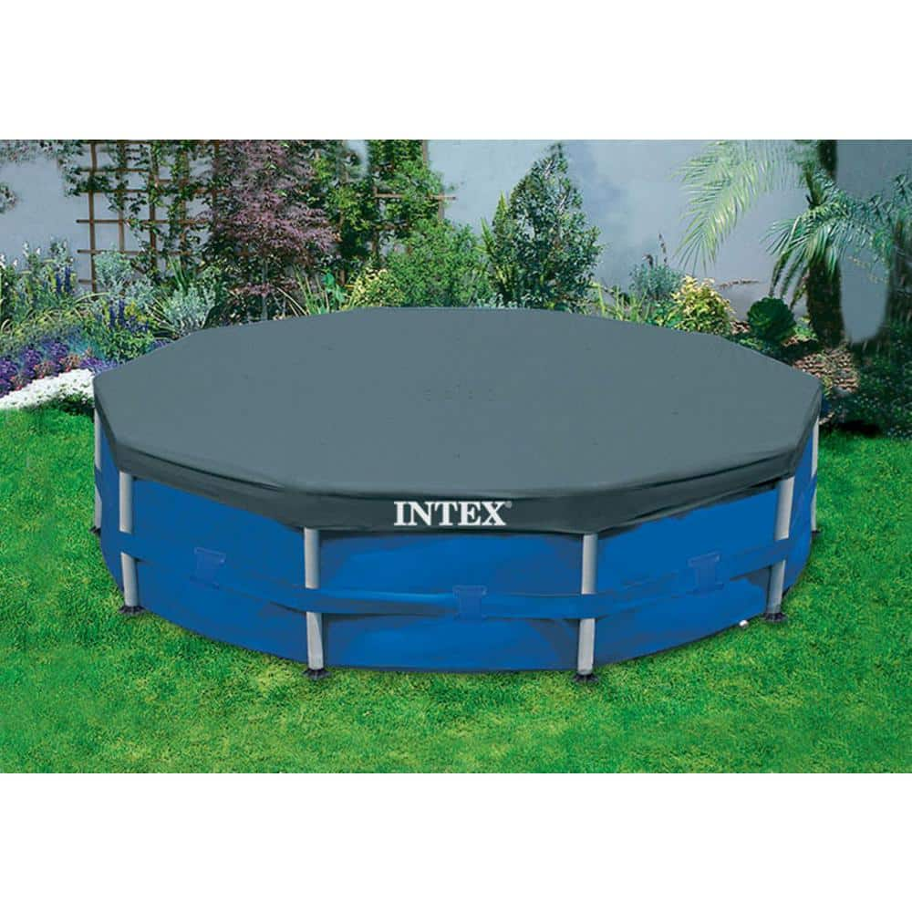 Intex 10 ft. Round 30 in. D Soft-Sided Metal Frame Pool with 10 ft. Above Ground Pool Cover 26701EH + 28030E