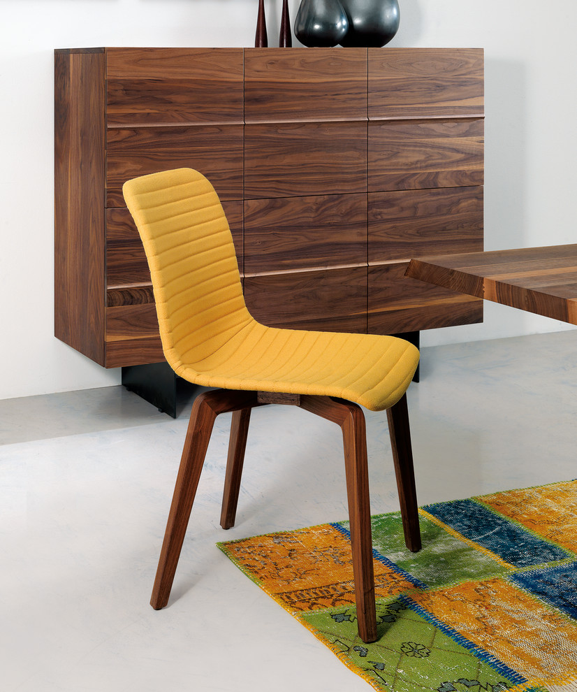 Vela Chair  Gray PU Upholstery  Walnut Back   Midcentury   Dining Chairs   by Bellini Modern Living  Houzz