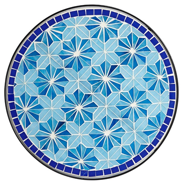 Wide Blue Star Mosaic Tabletop For Front Porch Patio Home House