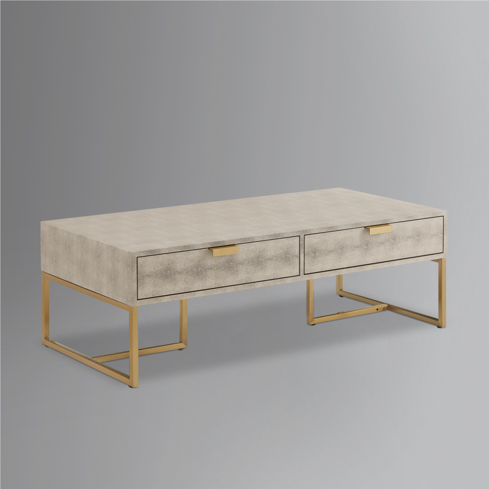 Nicole Miller Chayton Coffee Table Faux Shagreen 46.3Lx22Wx15.7H   Contemporary   Coffee Tables   by Inspired Home  Houzz