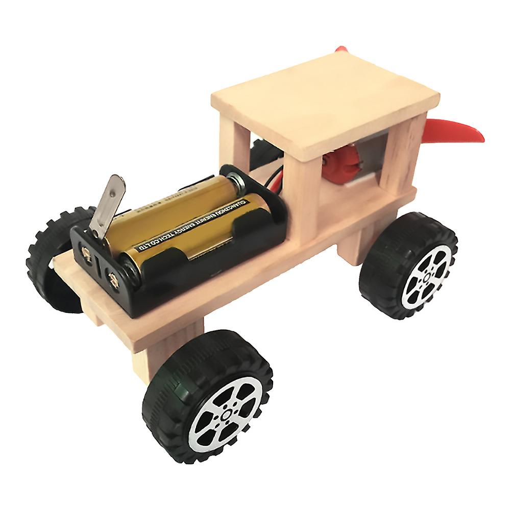 Wooden Diy Electric Wind Power Car Model Children Handmade Assembly Toy Educational Toy