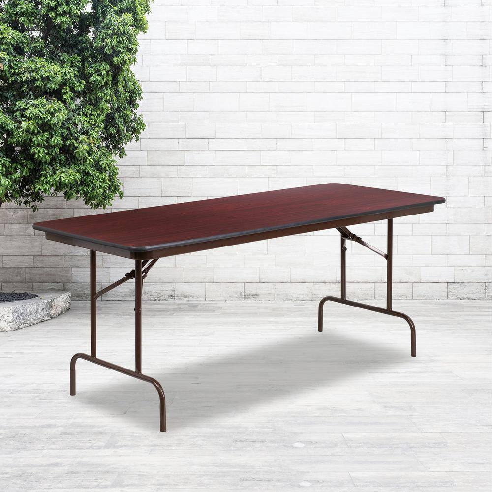 Carnegy Avenue 72 in. Mahogany Wood Table top Material Folding Banquet Tables CGA-YT-21755-MA-HD