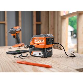 RIDGID 18V Cordless 175-Watt Power Inverter with 2.0 Ah Battery AC86097-AC8400802