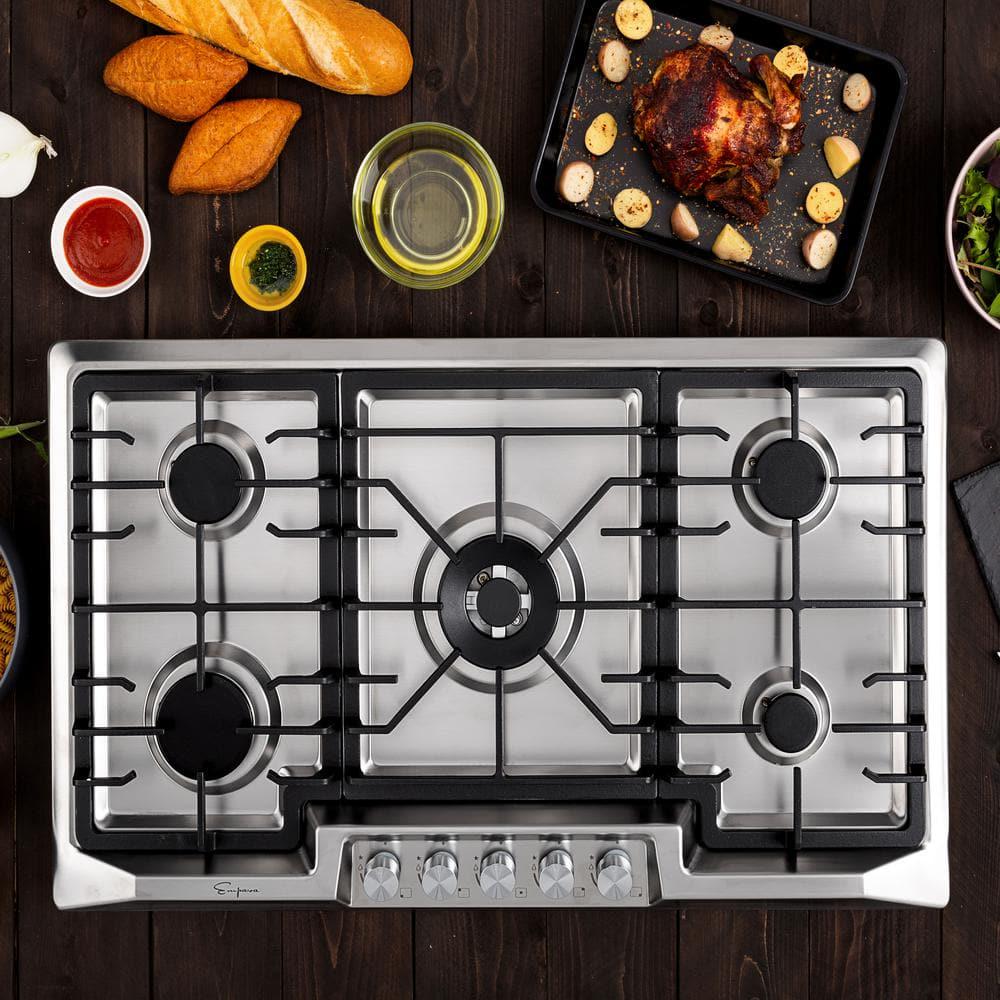 36 in Gas Cooktop in Stainless Steel with 5Burners including Power Burners