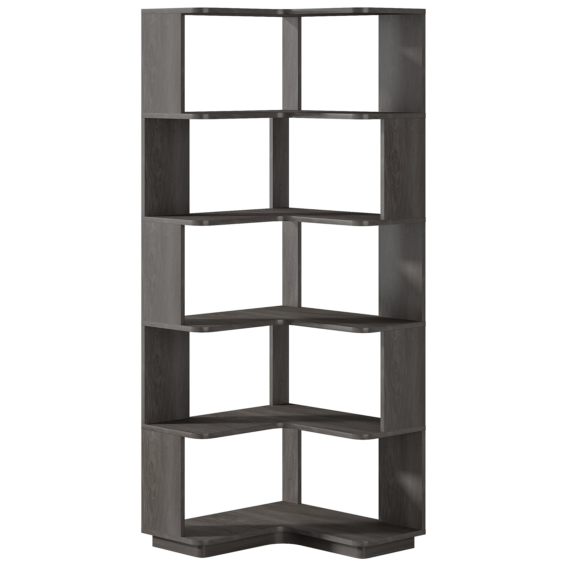 6-Tier Corner Bookshelf, 64.96 Corner Bookcase with Anti-Drop Panel