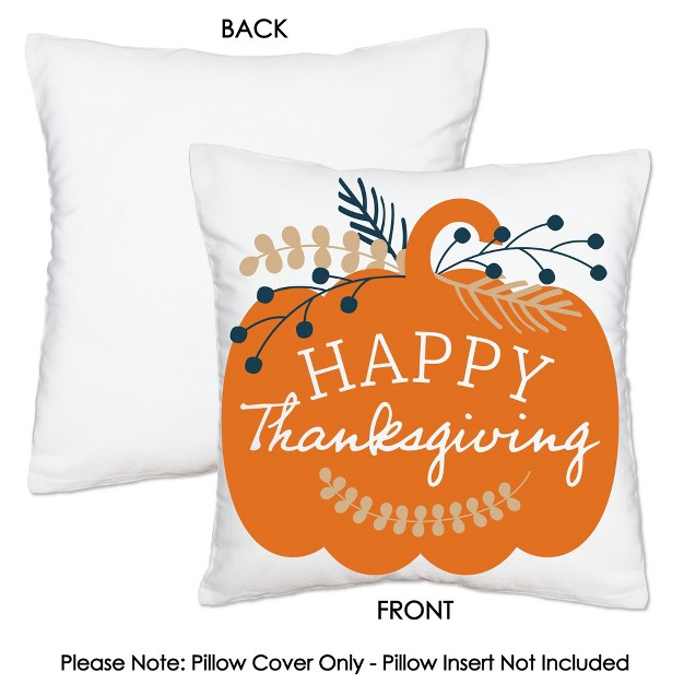 Big Dot Of Happiness Happy Thanksgiving Fall Harvest Party Home Decorative Canvas Cushion Case Throw Pillow Cover 16 X 16 Inches