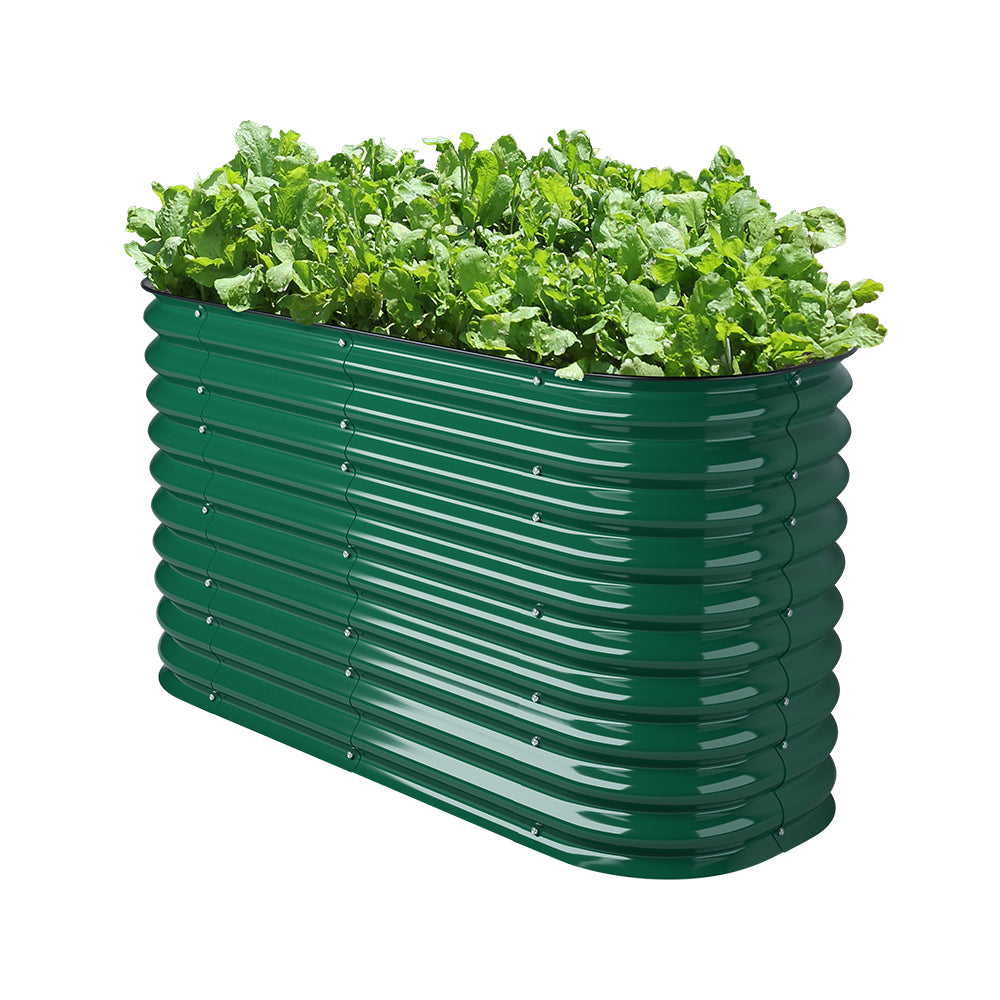 VEGEGA 32" Tall 5'x2' Modular Corrugated Metal Raised Garden Bed Kit - Dark Green (4 in 1)