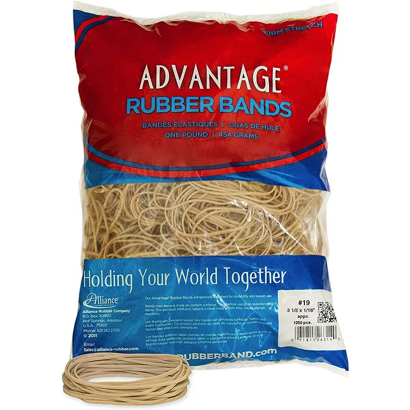 Advantage Rubber Bands Large Size #19 (3-1/2 X 1/16) Heavy Duty