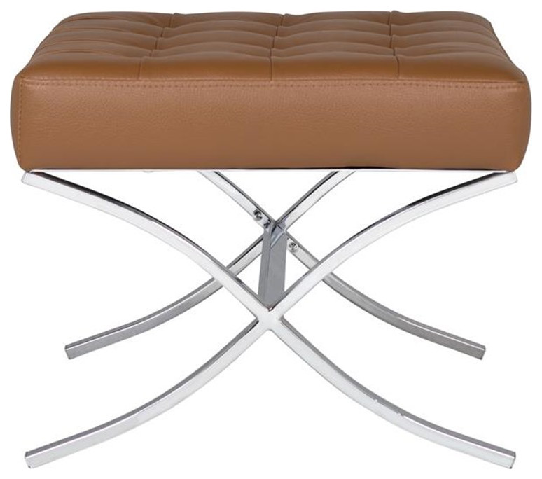 Studio Designs Home Atrium Rectangle Metal Ottoman in Caramel/Chrome   Contemporary   Footstools And Ottomans   by Homesquare  Houzz