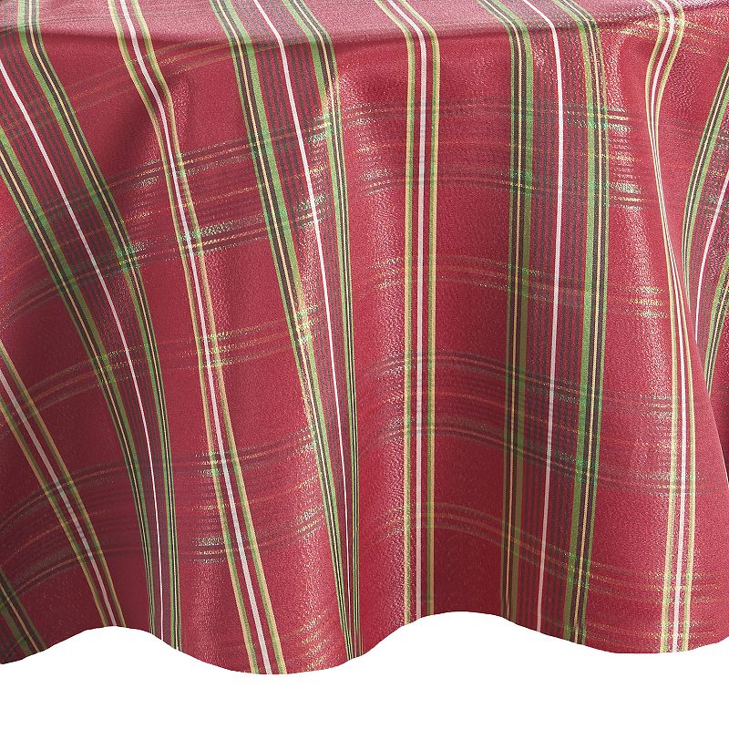 Elrene Home Fashions Shimmering Plaid Round Tablecloth