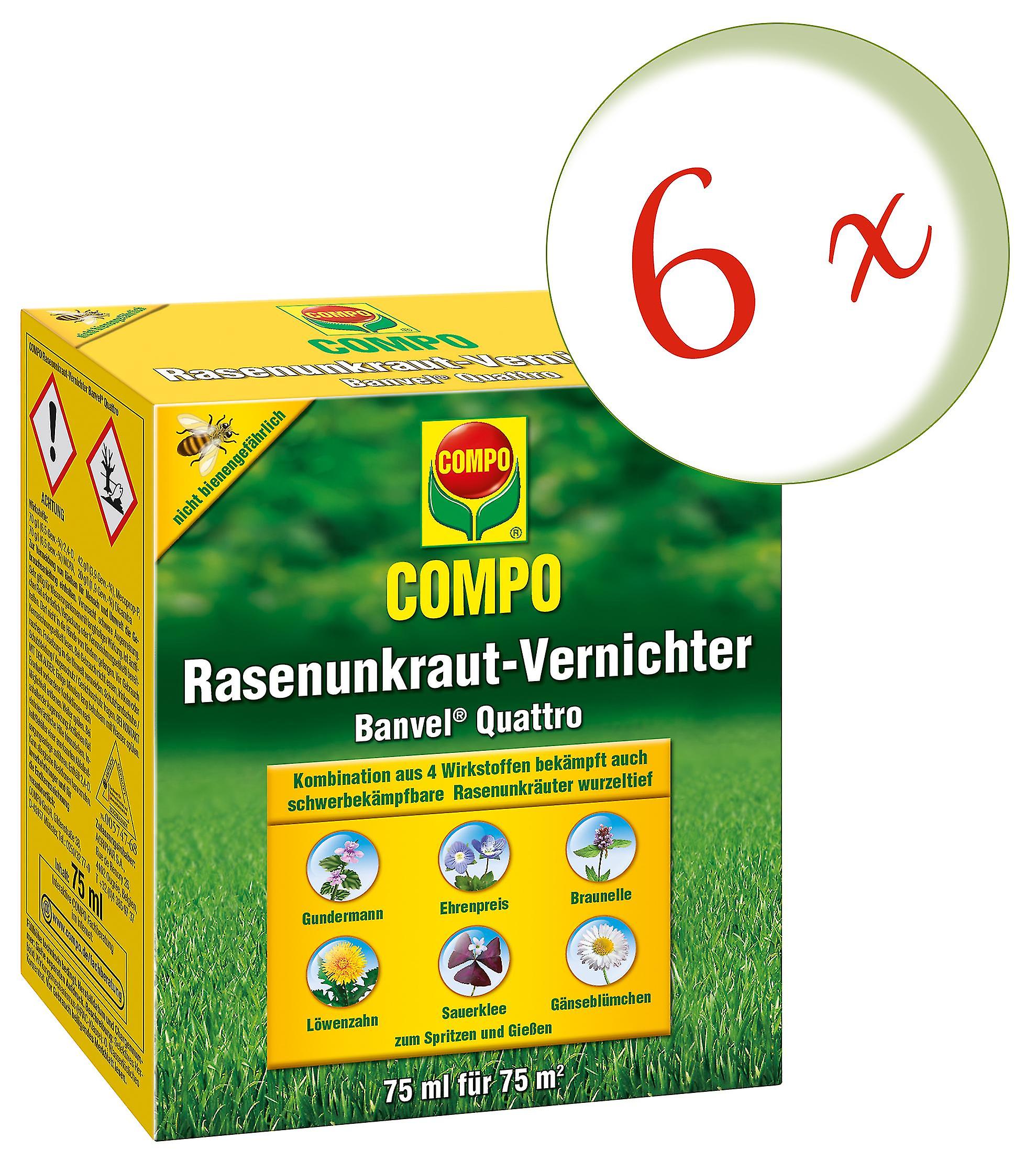 6 x COMPO lawn weed killer Banvel?? Quattro， 75 ml