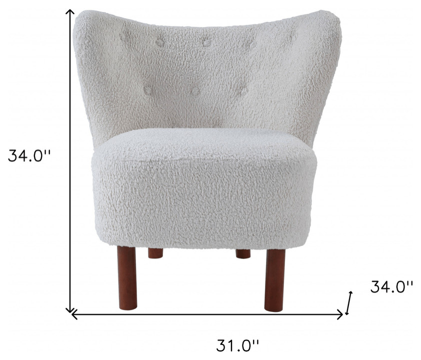 31 quotWhite Sherpa And Brown Polka Dots Wingback Chair   Transitional   Armchairs And Accent Chairs   by HomeRoots  Houzz