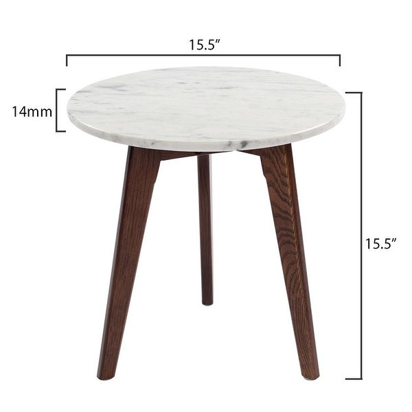 Carson Carrington Tang 15-inch Round Italian Carrara Marble Table - 15.5