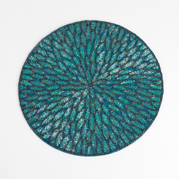 Saro Lifestyle Saro Lifestyle Round Placemats With Beaded Design set Of 4