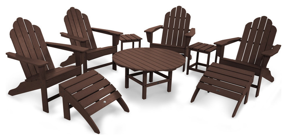 Polywood Long Island Adirondack 9 Piece Conversation Group   Transitional   Outdoor Lounge Sets   by POLYWOOD  Houzz