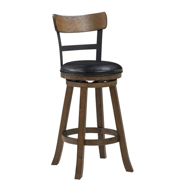 42.5 Walnut Brown and Black High Back Bar Stool with Swivel Seat