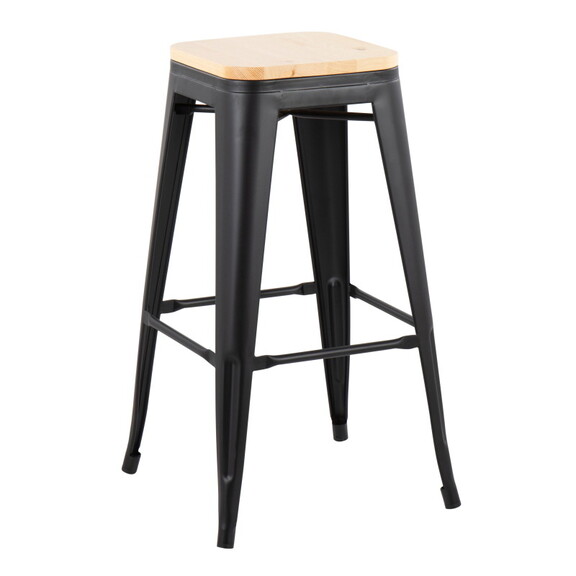 Oregon Contemporary Barstool in Black Steel and Na...