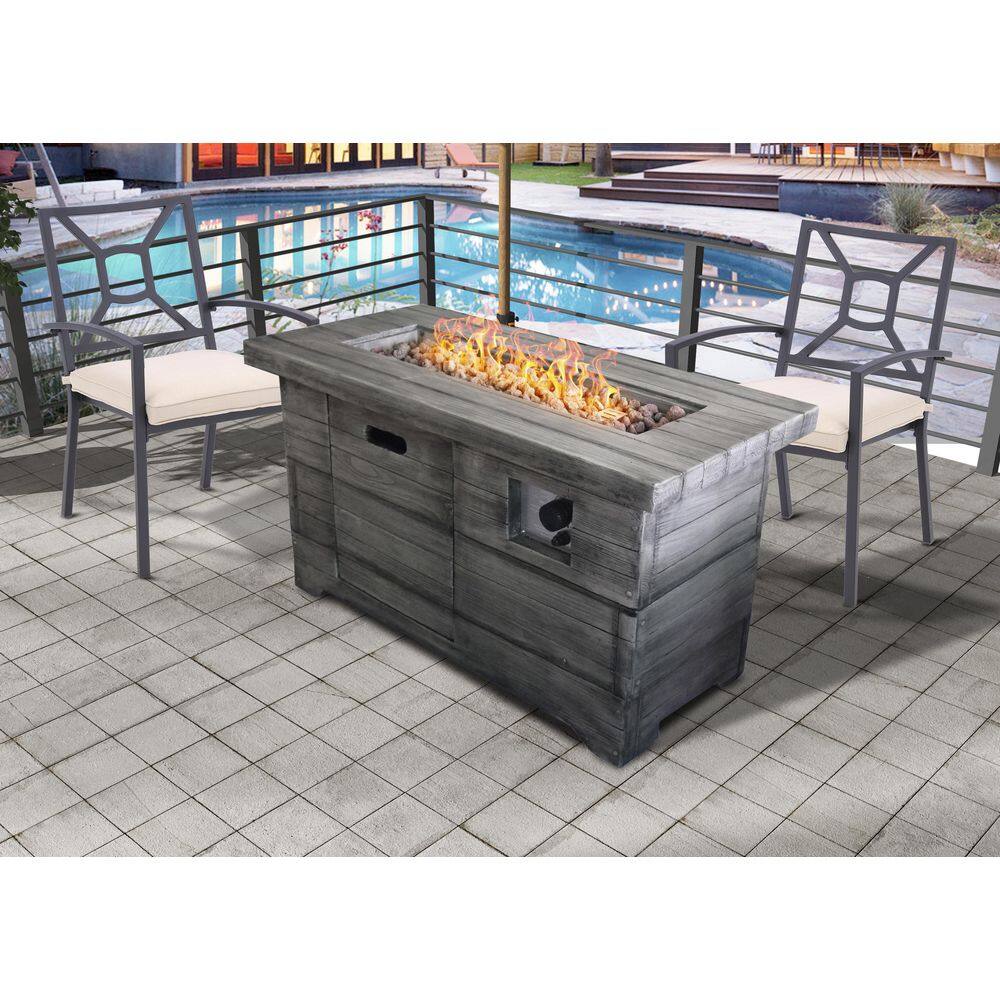 Crawford  Burke Cove Weathered Faux Wood Rectangular Gas Fire Pit HD3622FP