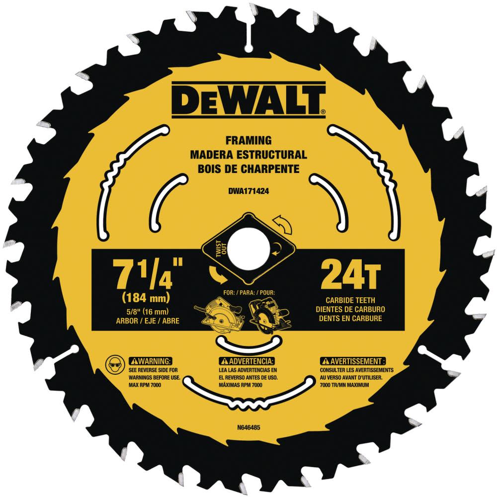 DEWALT ToughTrack 7-1/4 Circular Saw Blade 24T