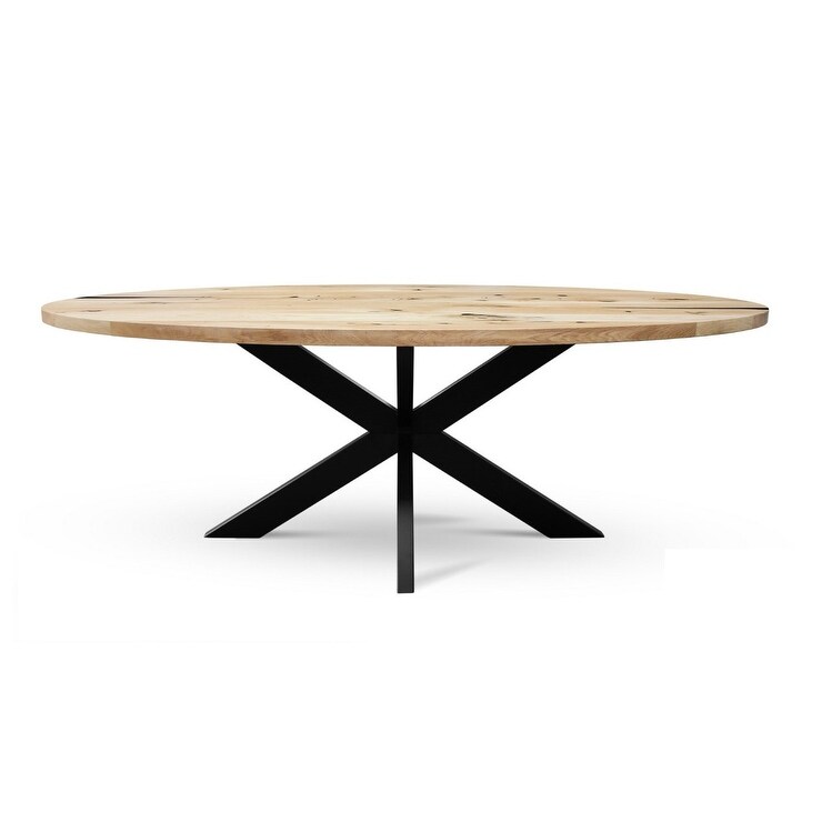 RONDA XM Solid Wood Dining Table   Natural Oak/Industrial Black