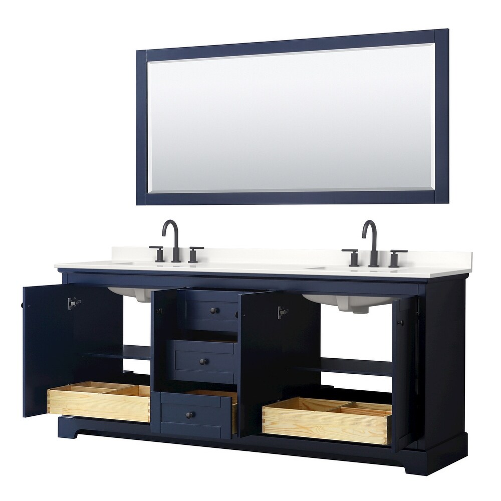 Avery 80 inch Double Vanity  Quartz Top  70 inch Mirror