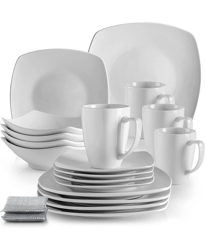 Zulay Kitchen Porcelain White Dinnerware Set Premium Quality Service For 4